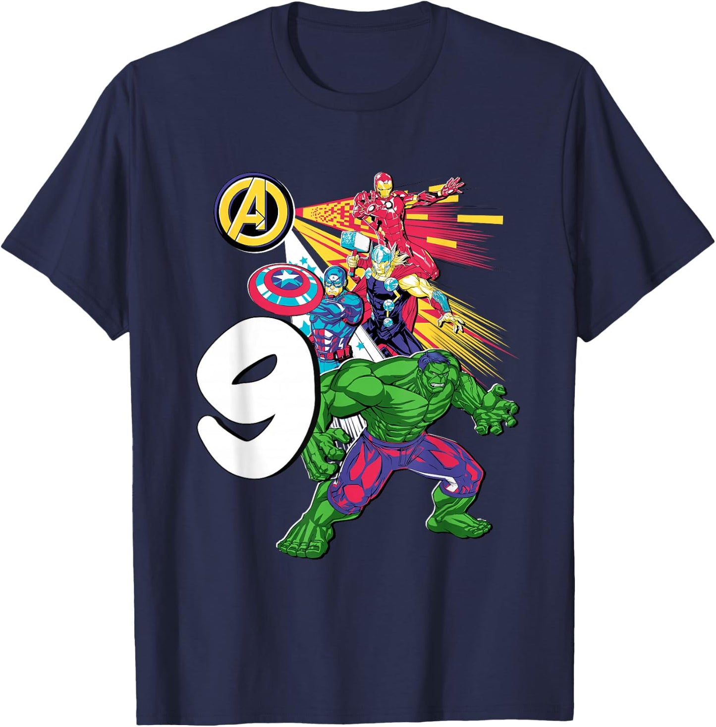 Marvel Super Heroes Avengers 9 Year Old Ninth Birthday T-Shirt - T-Shirt | Navy