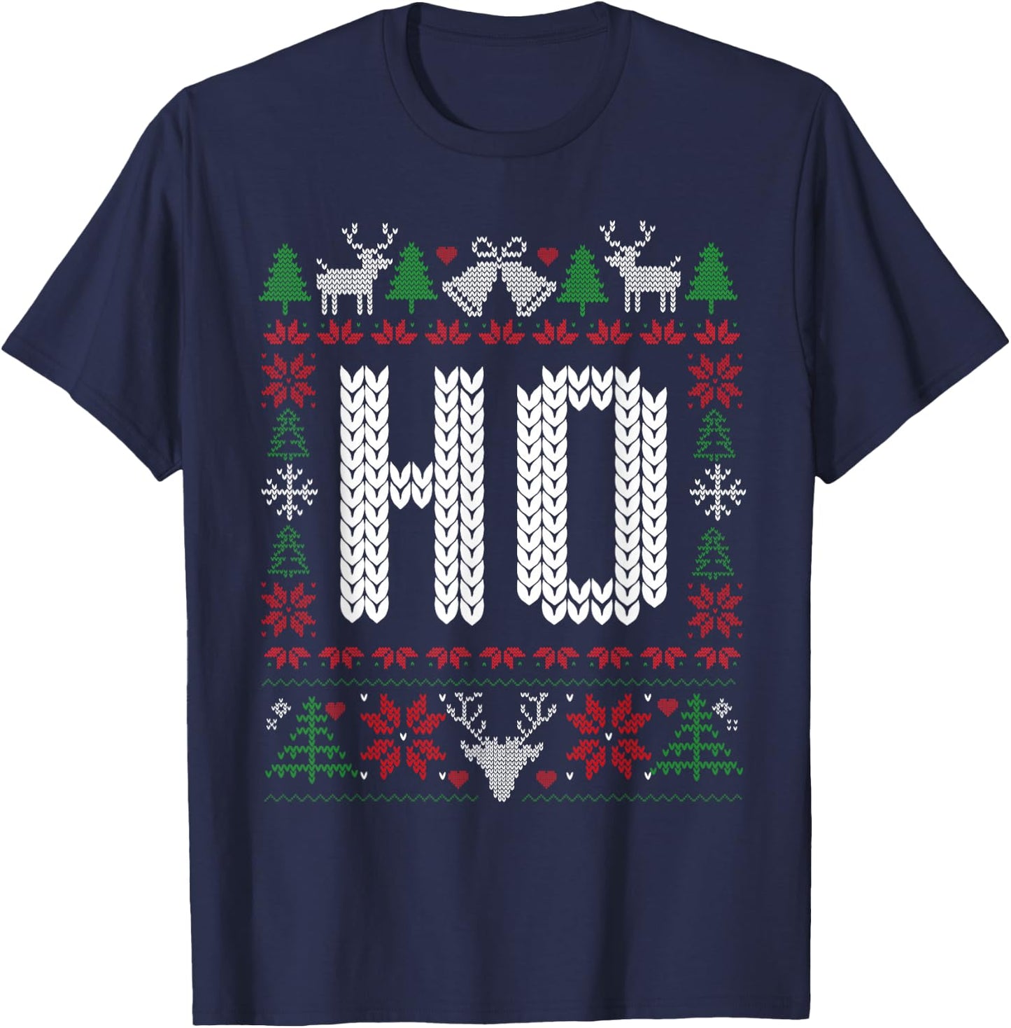 Ho Where's My Ho at? Christmas Xmas Couples Matching Ugly T-Shirt - T-Shirt | Navy