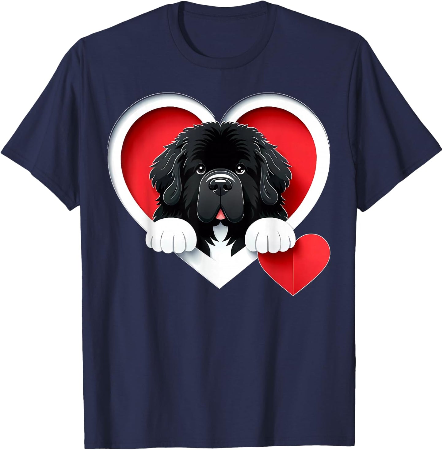 Newfoundland Dog Heart Cute Newfie Puppy T-Shirt - T-Shirt | Navy