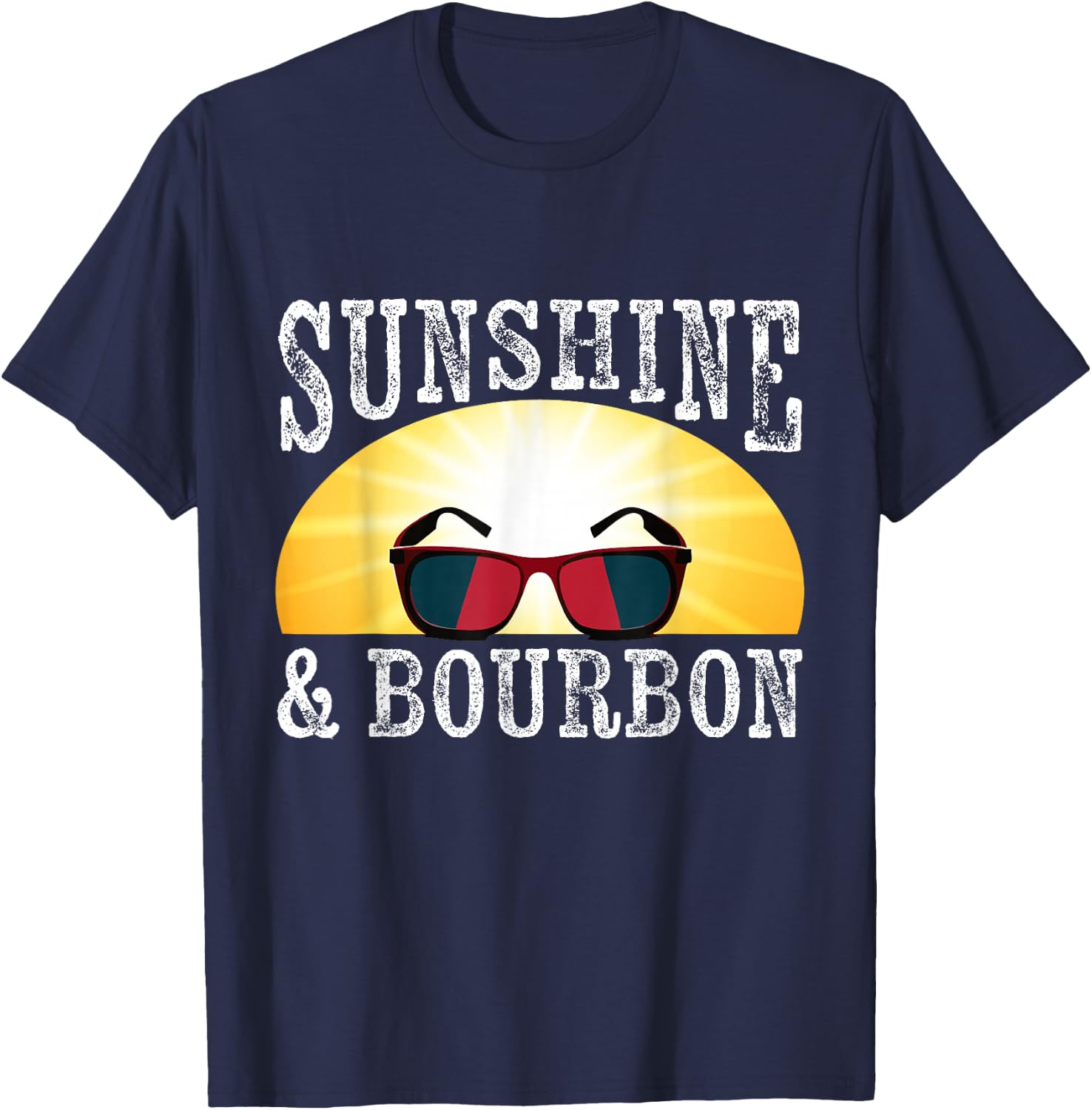 Sunshine and Bourbon Whiskey Hunter Country Music Babe T-Shirt - T-Shirt | Navy