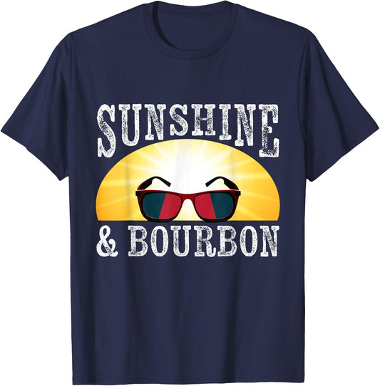 Sunshine and Bourbon Whiskey Hunter Country Music Babe T-Shirt - T-Shirt | Navy
