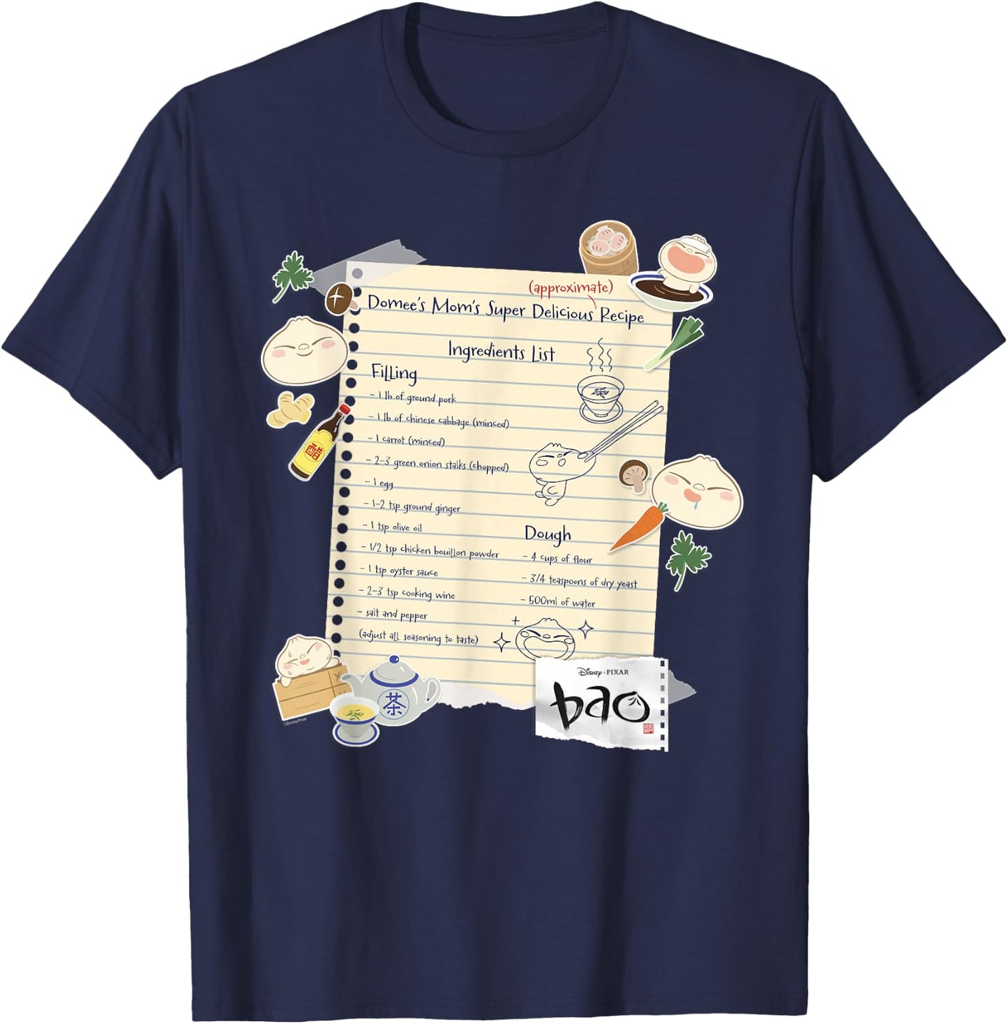 Disney and Pixar's Bao Domee's Mom's Super Delicious Recipe T-Shirt - T-Shirt | Navy