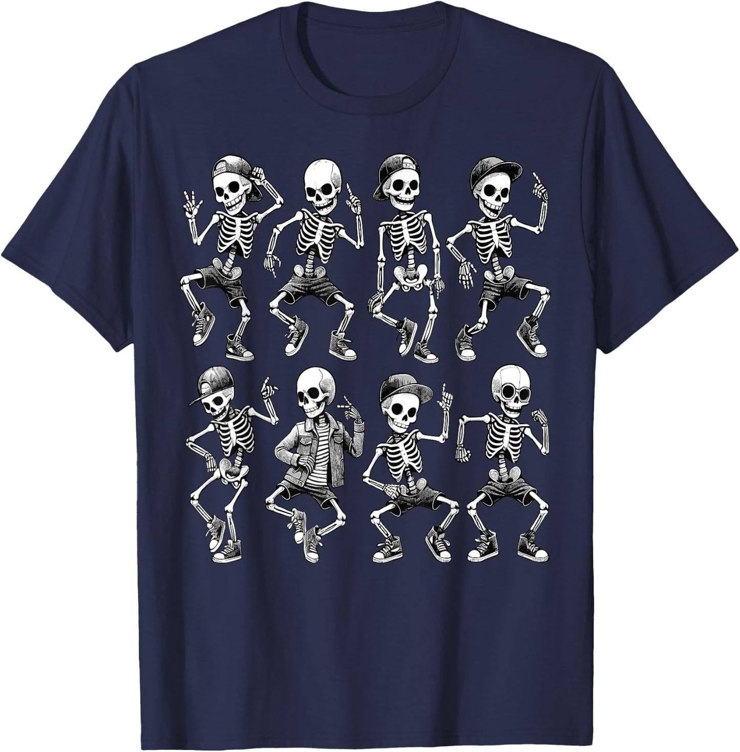 Dancing Skeletons Dance Challenge Boys Girl Kids Halloween T-Shirt - T-Shirt | Navy