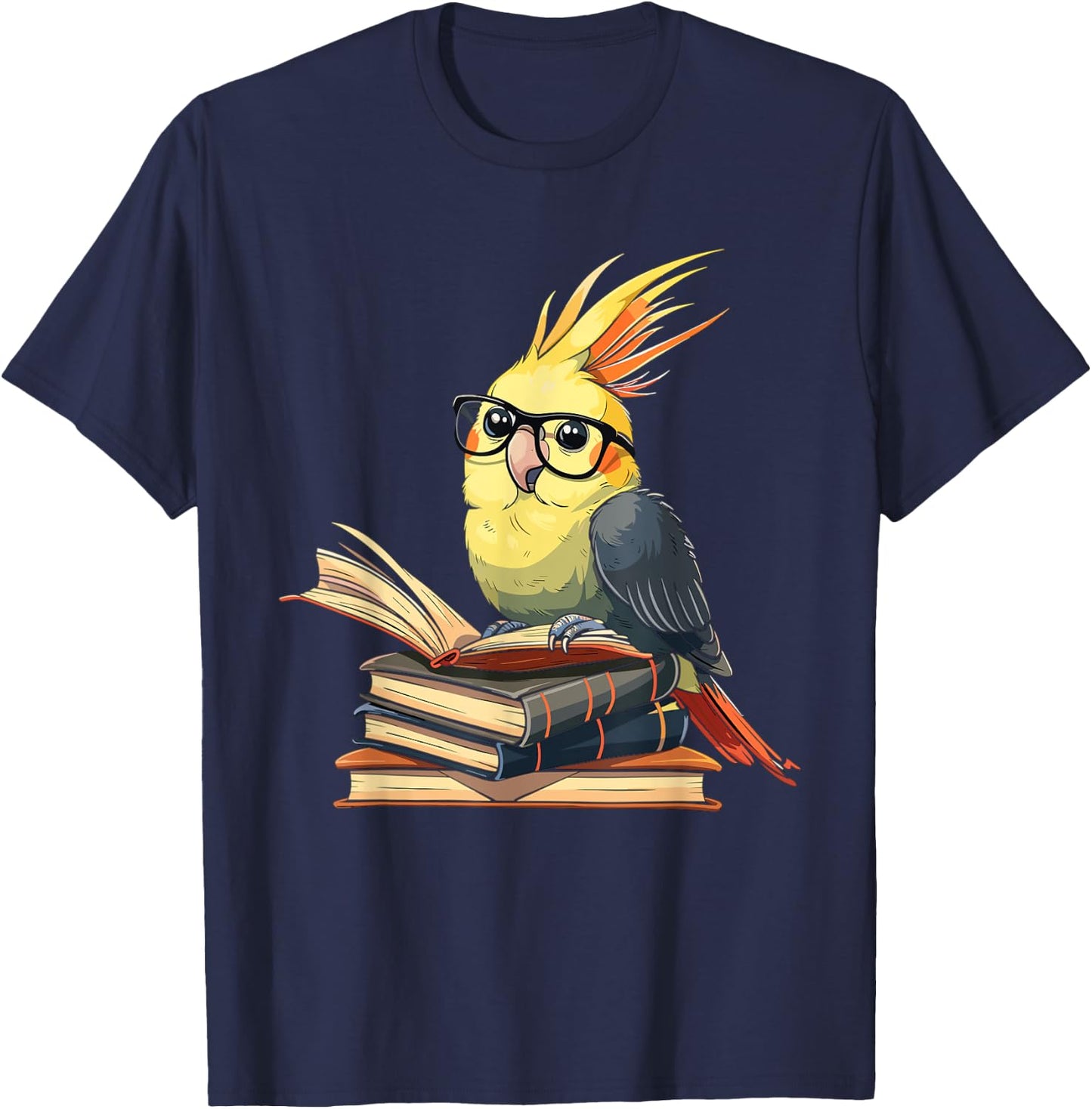 Cockatiel Reading Book Librarian Library T-Shirt - T-Shirt | Navy
