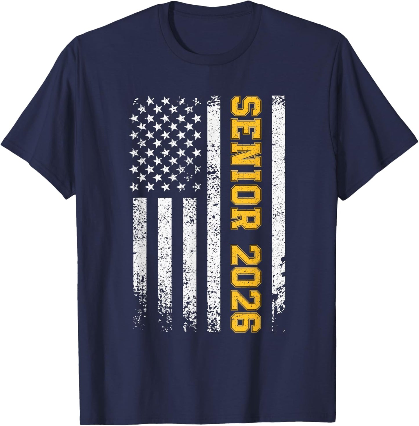 Senior 2026 American Flag USA Graduation Class of 2026 Kids Men T-Shirt - T-Shirt | Navy