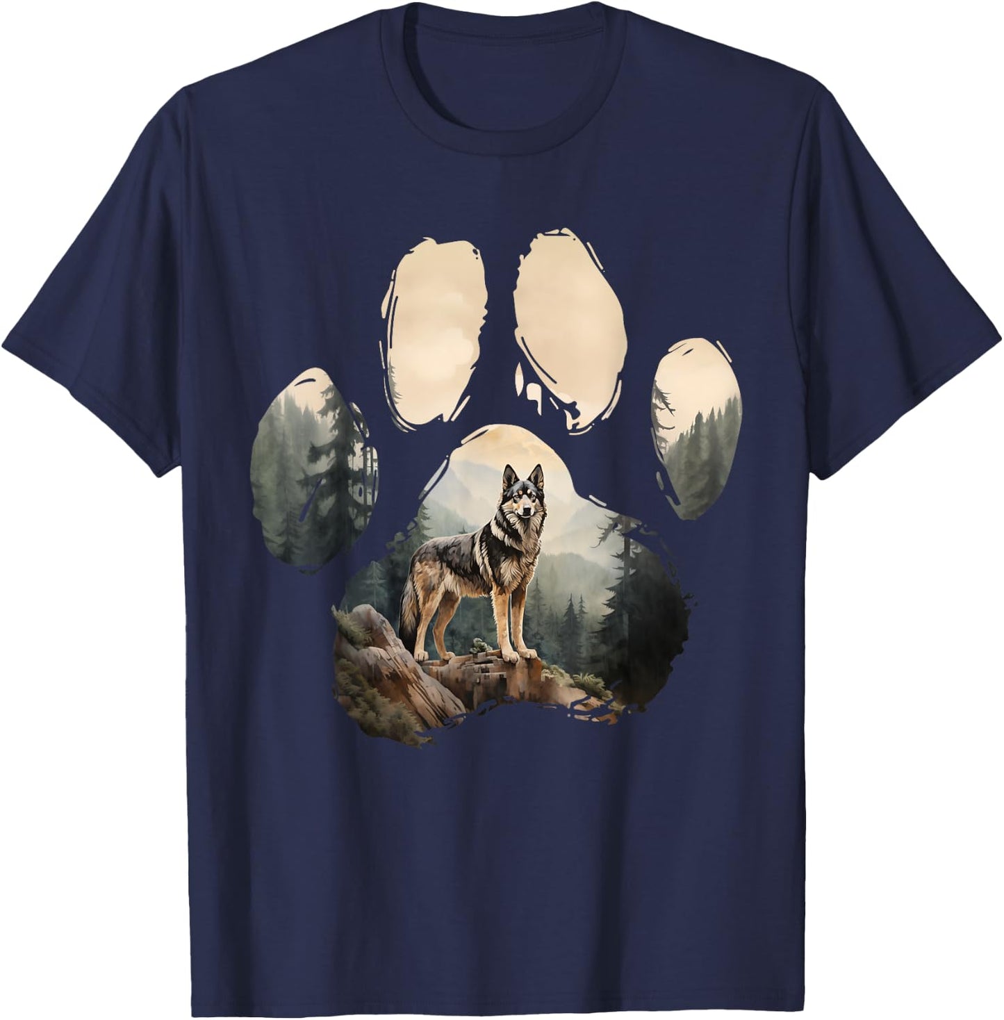 Shepsky Mountain Paw Design Dog Mom Dad T-Shirt - T-Shirt | Navy