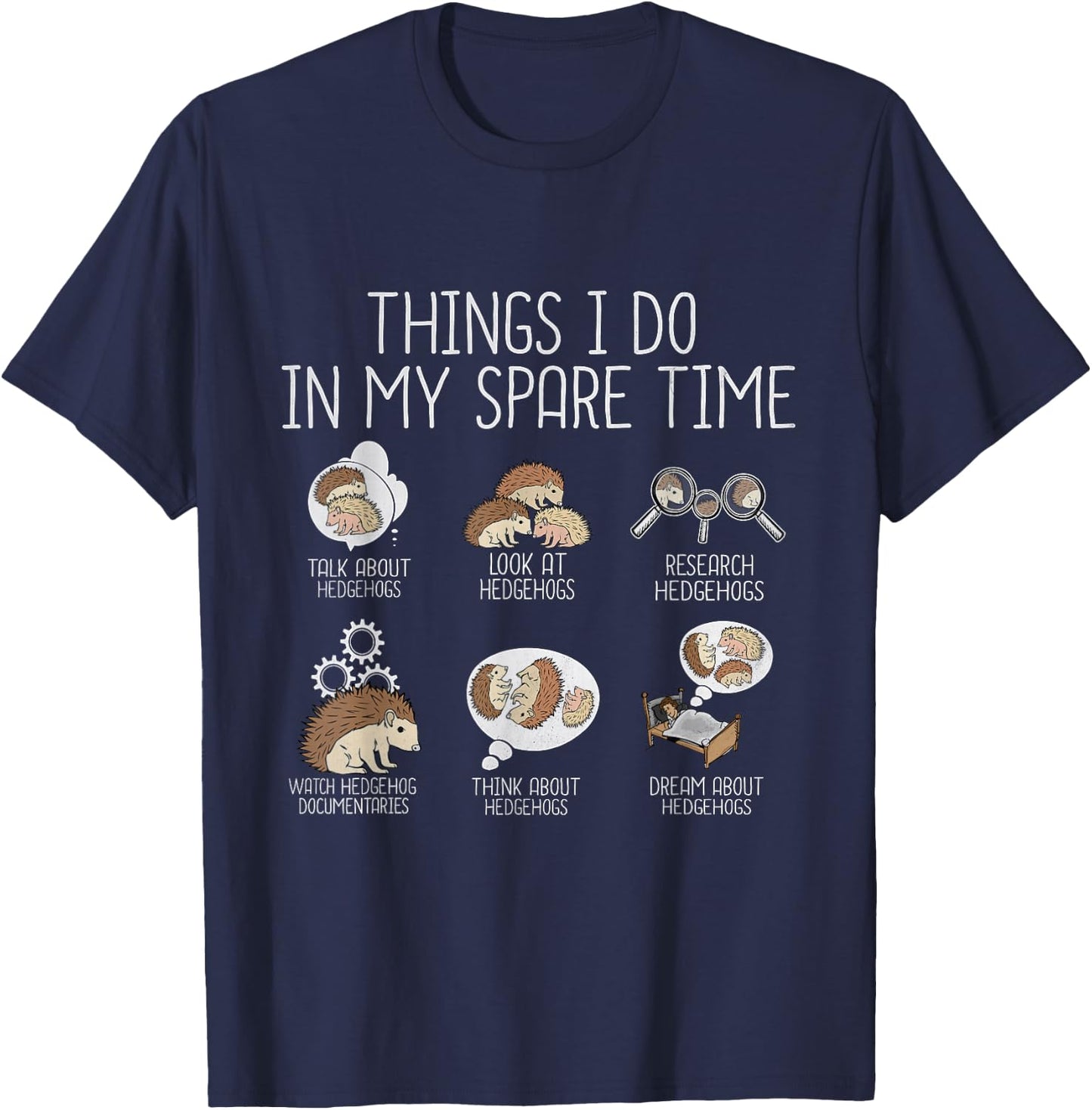 Funny Hedgehog Lover Kids Women Hedgehog T-Shirt - T-Shirt | Navy