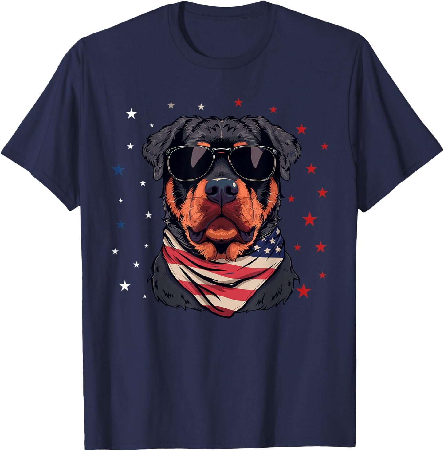 Patriotic American Rottweiler USA Flag Dog 4th Of July T-Shirt - T-Shirt | Navy