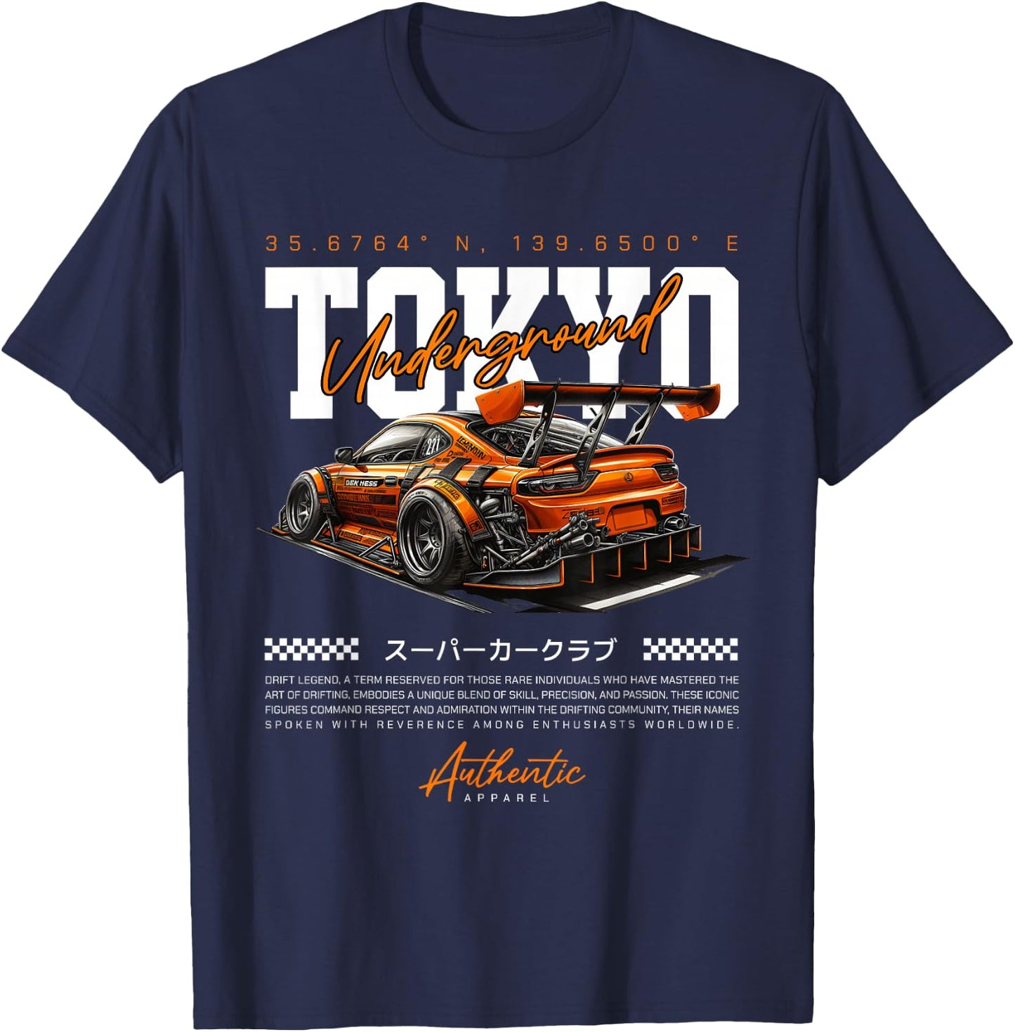Cool Retro Vintage Japanese JDM Tokyo Japan Drift Race Car T-Shirt - T-Shirt | Navy