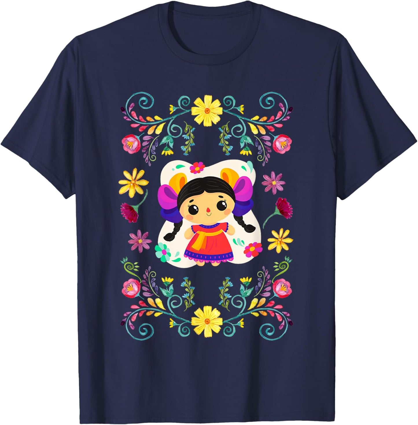 Traditional Mexican Doll - Muñeca Lele T-Shirt - T-Shirt | Navy