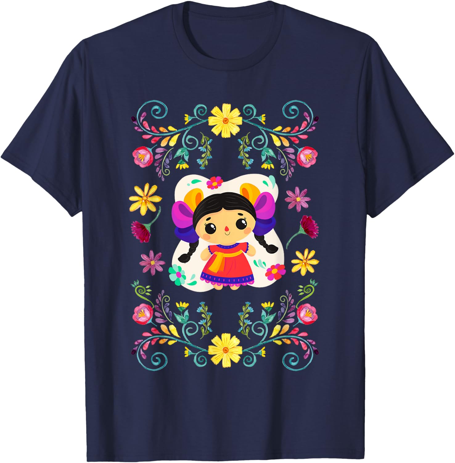 Traditional Mexican Doll - Muñeca Lele T-Shirt - T-Shirt | Navy
