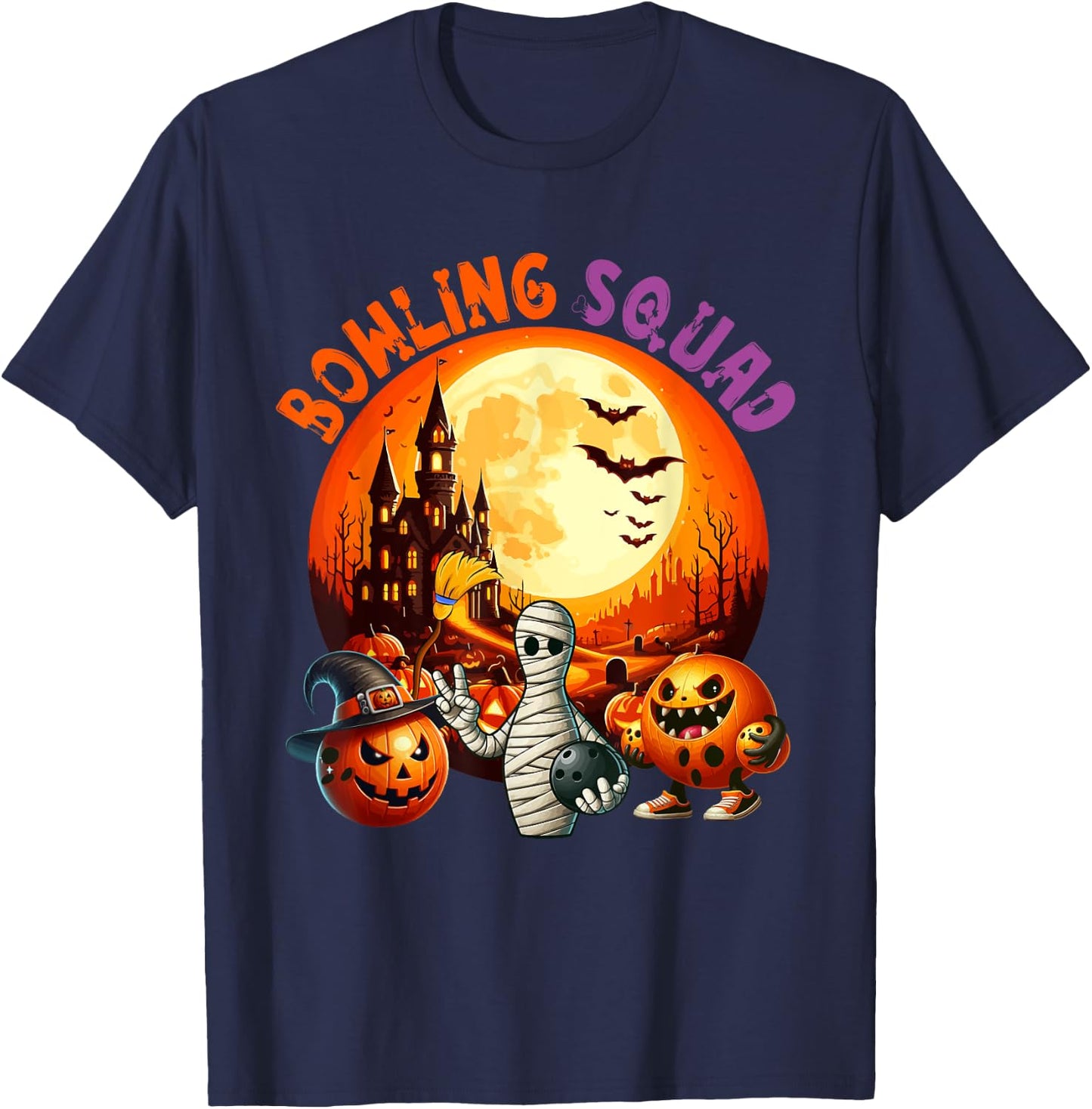 Bowling Squad Halloween Horror Equipment As Mummy Witch T-Shirt - T-Shirt | Navy