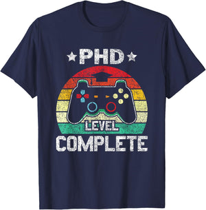 PhD Level Complete PhD Doctoral Degree Graduation Doctorate T-Shirt - T-Shirt | Navy