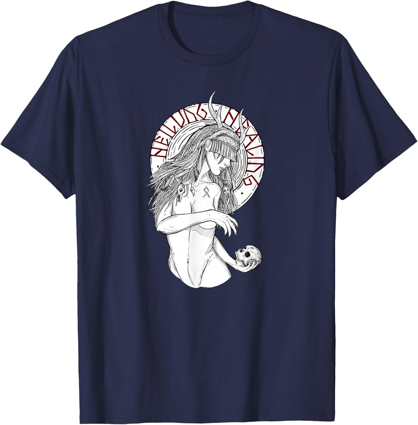 Nordic Shaman girl heilung healing shirt T-Shirt - T-Shirt | Navy