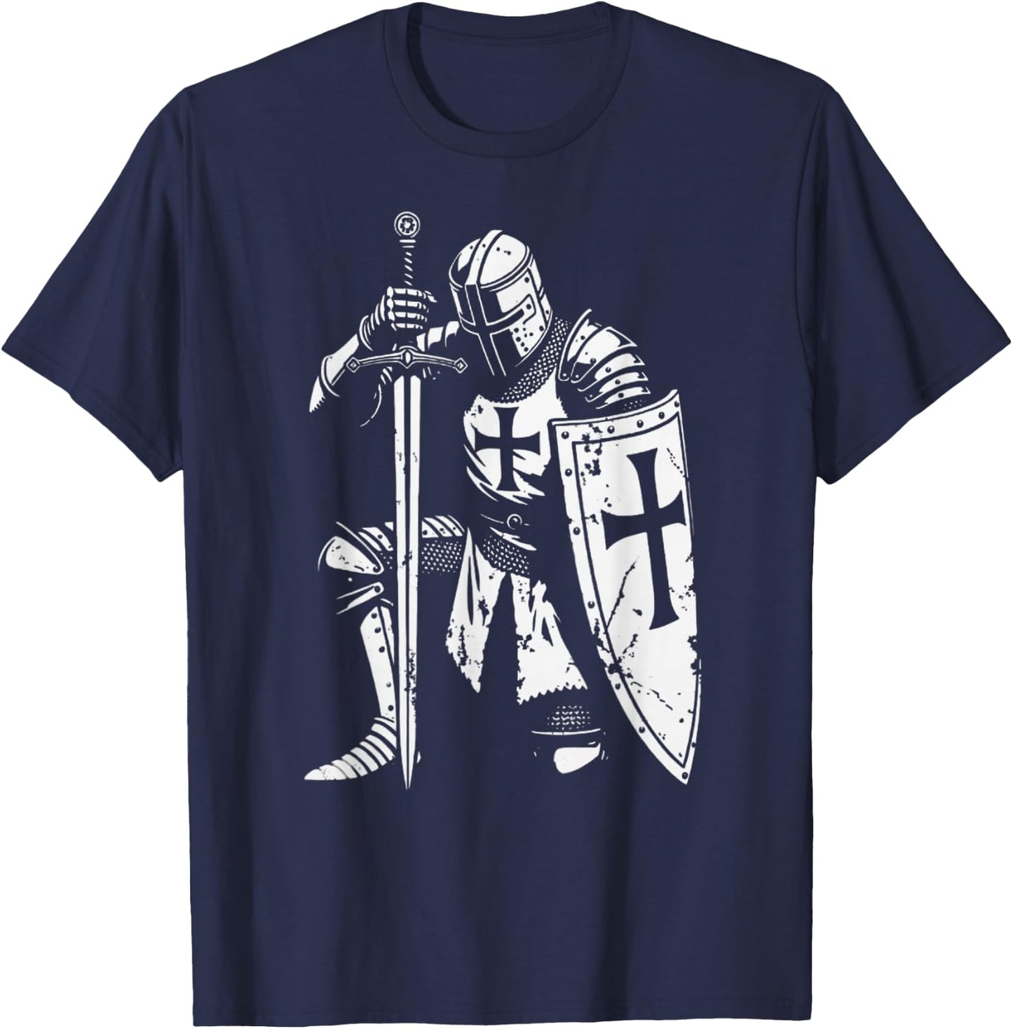 Vintage Holy Christian Knight T-Shirt - T-Shirt | Navy