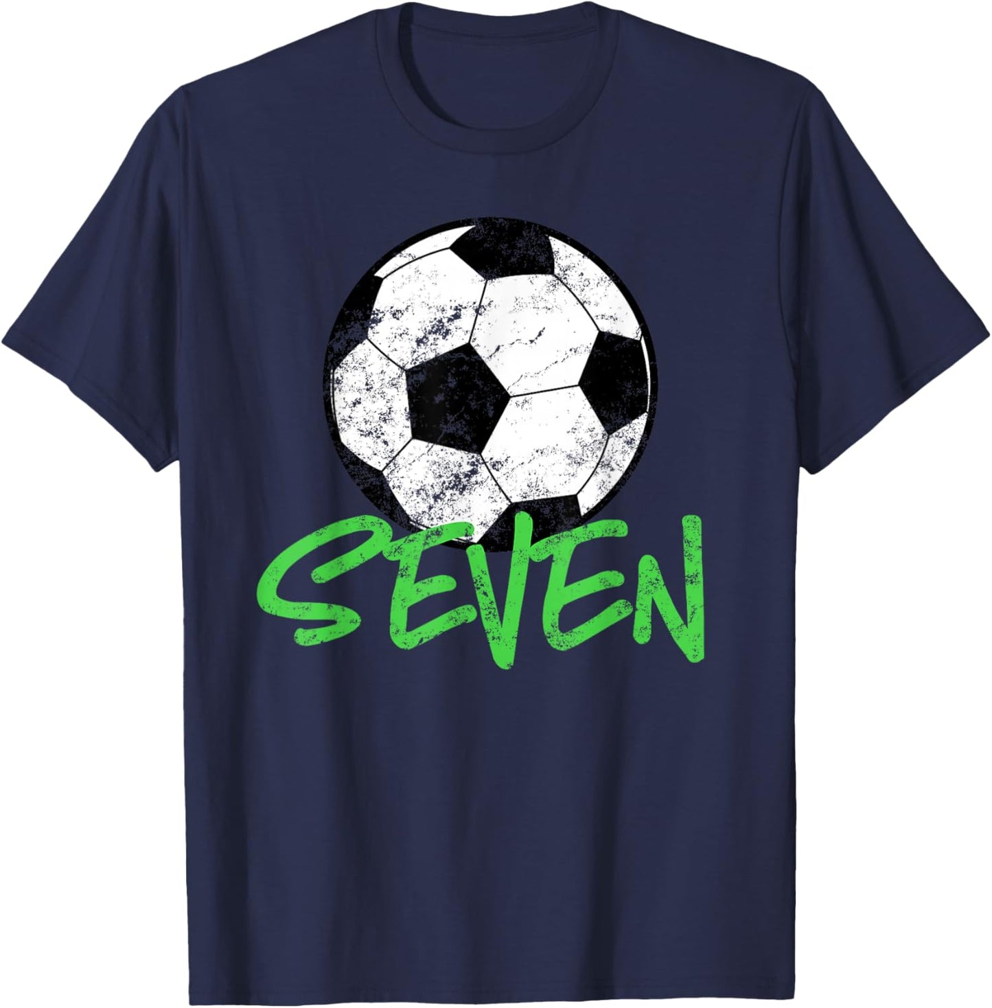Soccer Player 7th Birthday Shirt | 7 Years Old Soccer Party T-Shirt - T-Shirt | Navy