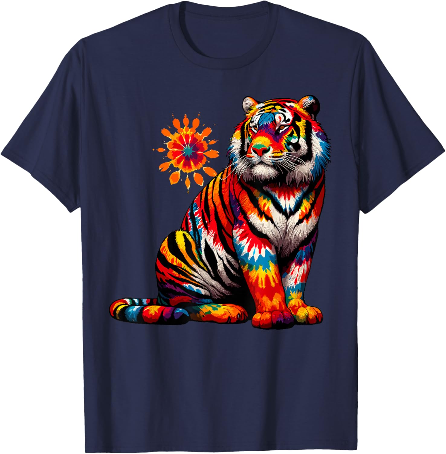 Tie Dye Tiger Lover Stuff Psychedelic Tiger T-Shirt - T-Shirt | Navy