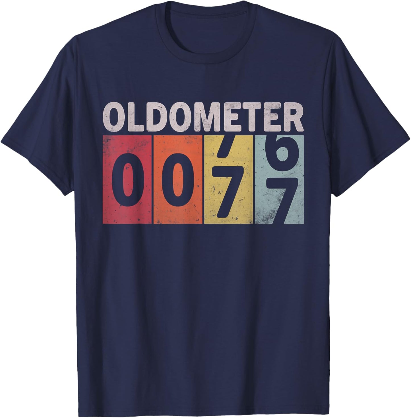 Oldometer 76-77 Funny 77 Years Old Birthday T-Shirt - T-Shirt | Navy