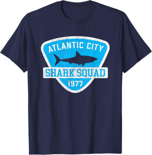 Atlantic City New Jersey Shark Souvenir Boys Vintage Beach T-Shirt - T-Shirt | Navy