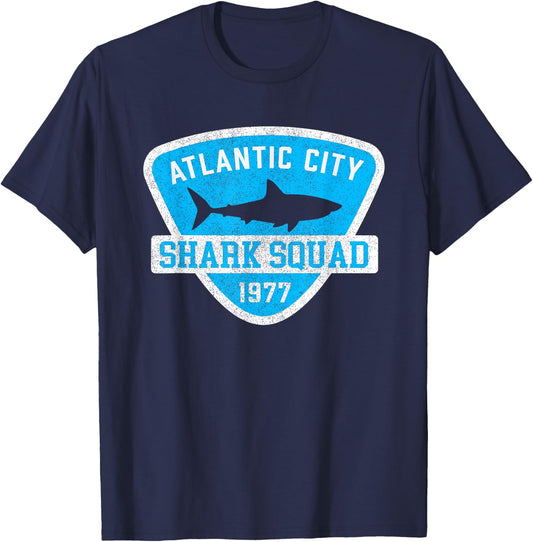 Atlantic City New Jersey Shark Souvenir Boys Vintage Beach T-Shirt - T-Shirt | Navy