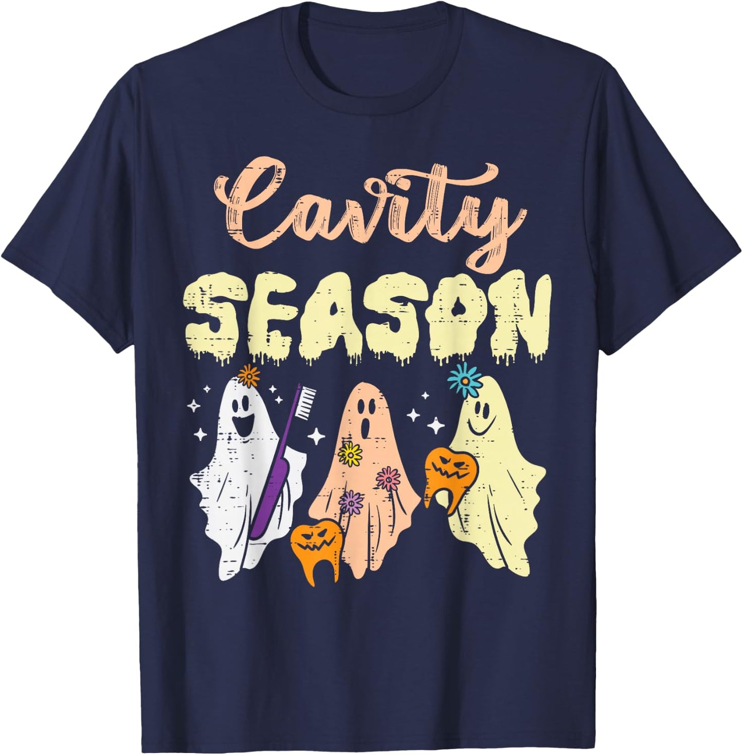 Halloween Dentist Cavity Season Dental Costume Men Women T-Shirt - T-Shirt | Navy