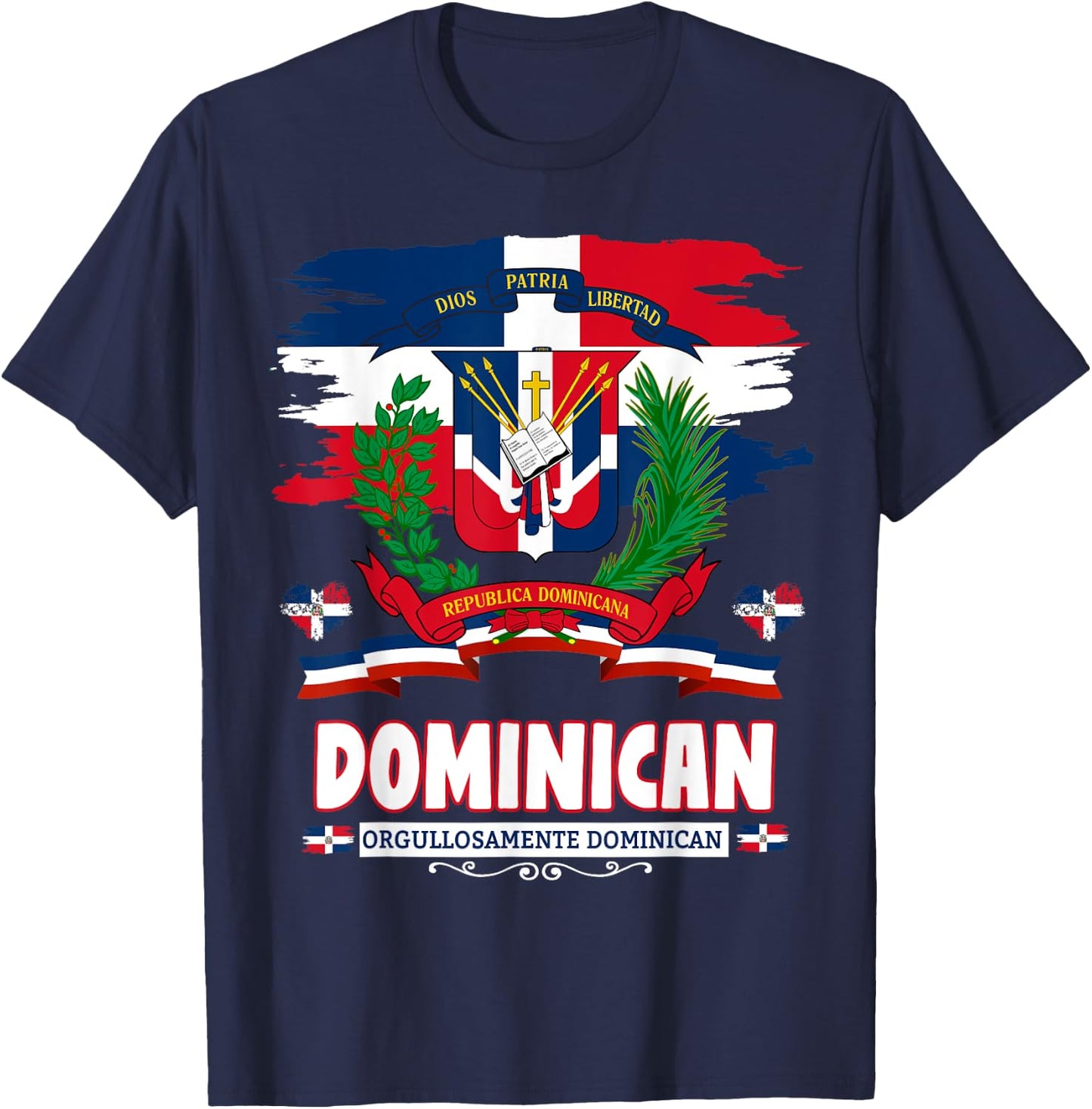 Coat of Arms Republica Dominicana & Dominican Flag T-Shirt - T-Shirt | Navy