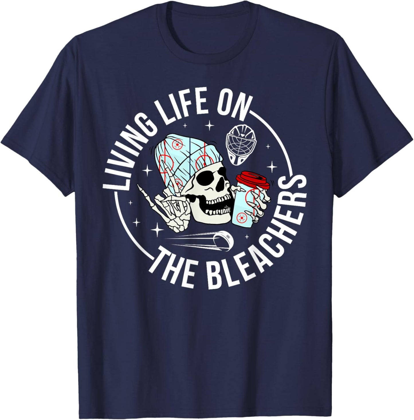 On The Bleachers Hockey Keeper Mom Of A Hockey Goalie Mother T-Shirt - T-Shirt | Navy
