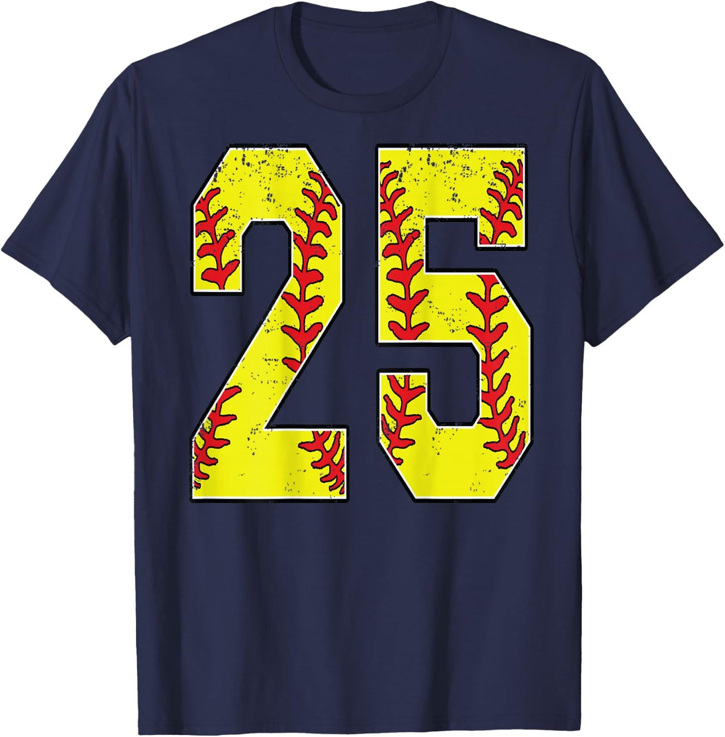 Number #25 Softball Jersey Number 25 Print On Back T-Shirt - T-Shirt | Navy