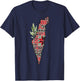 Free Palestine Free Gaza Olives Map Palestinian Pride T-Shirt - T-Shirt | Navy