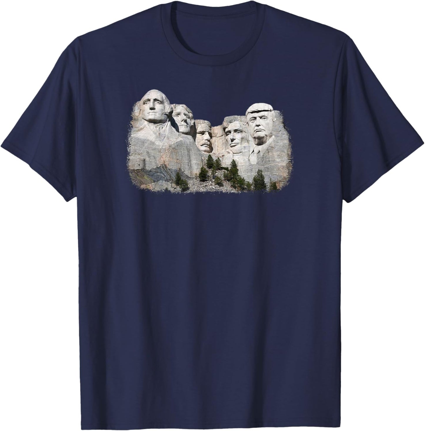 New Birth of Freedom President Donald Trump on Mount Rushmore T-Shirt - T-Shirt | Navy