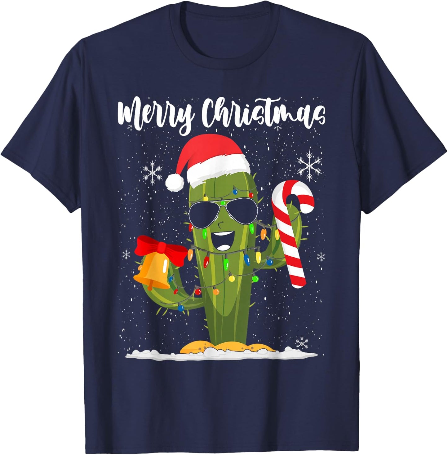 Merry Christmas Santa Cactus Succulent Plant Lover Xmas T-Shirt - T-Shirt | Navy