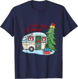 Very Merry Camper Christmas Santa Camper Camping Truck Xmas T-Shirt - T-Shirt | Navy