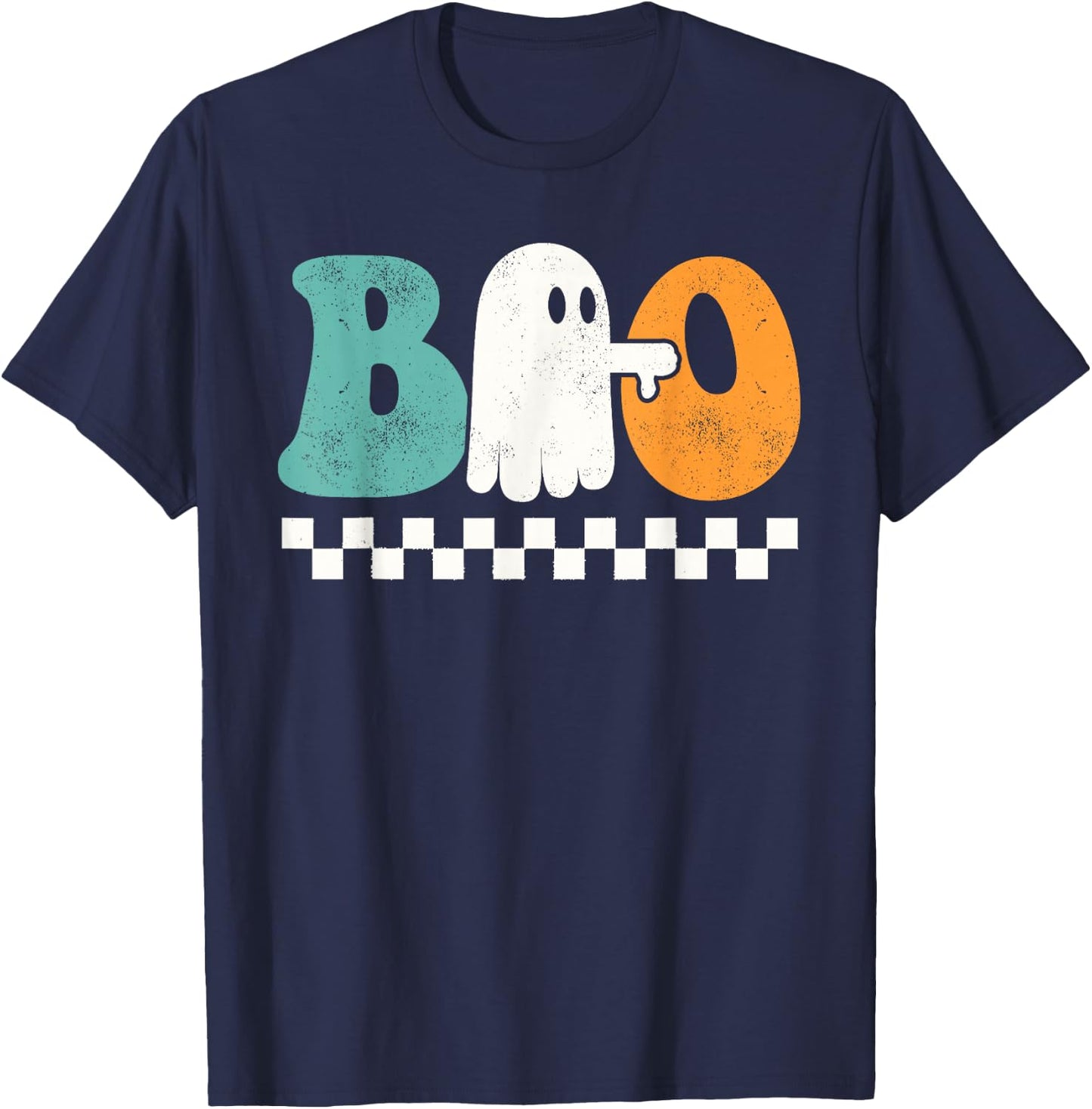 Funny Thumbs Down Boo Ghost Halloween Groovy Women T-Shirt - T-Shirt | Navy
