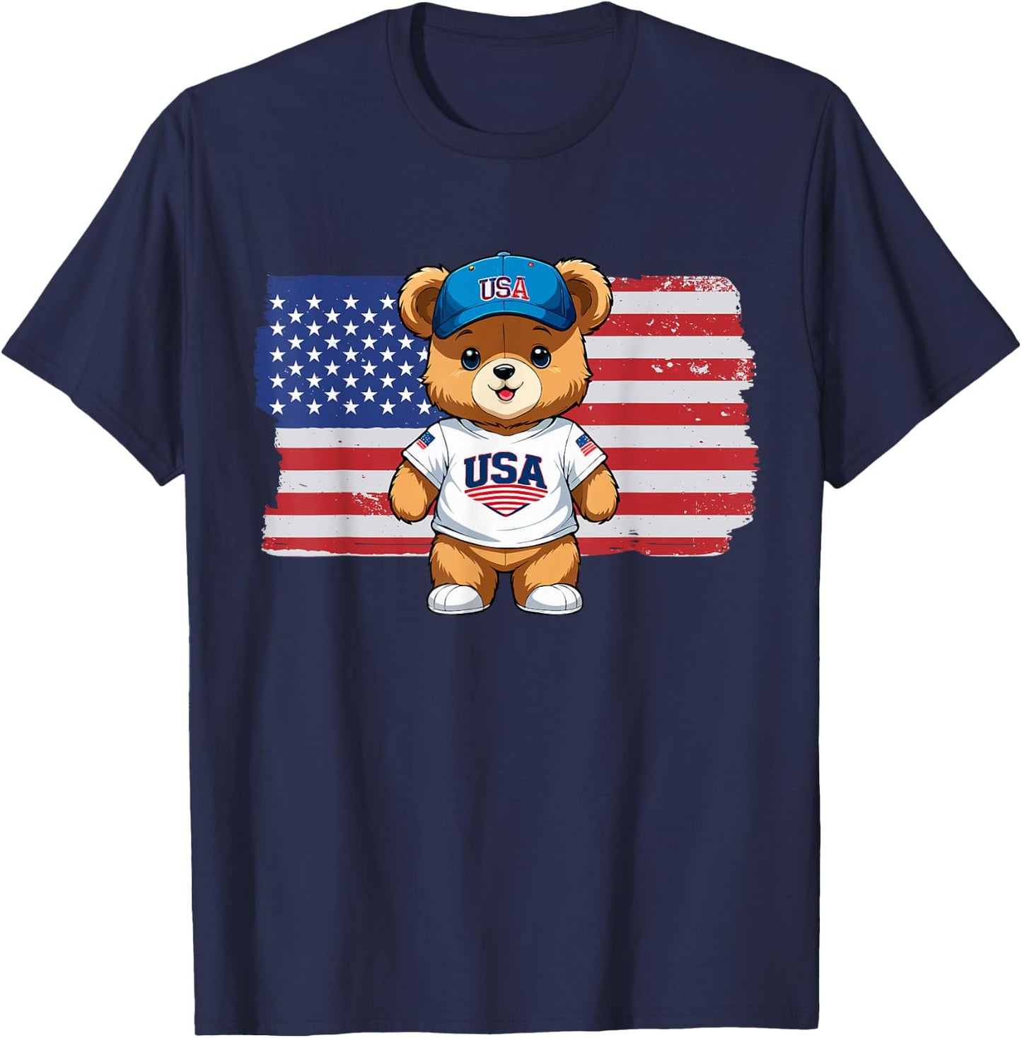 America US Flag Teddy Bear Patriot T-Shirt - T-Shirt | Navy