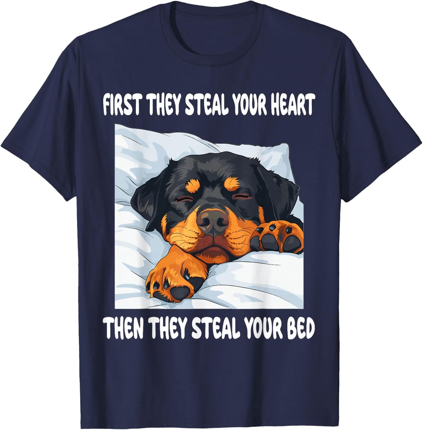 Rottweiler Sleeping Pajamas Nightgown T-Shirt - T-Shirt | Navy