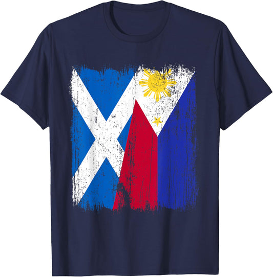 Scotland Philippines Half Flag Scottish Filipino Jersey T-Shirt - T-Shirt | Navy