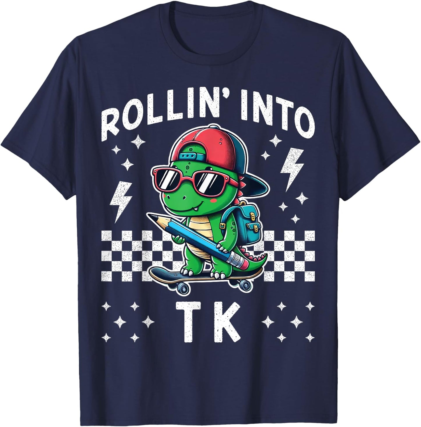 Rollin Into TK Dinosaur First Day of TK Kid I’m Ready for TK T-Shirt - T-Shirt | Navy