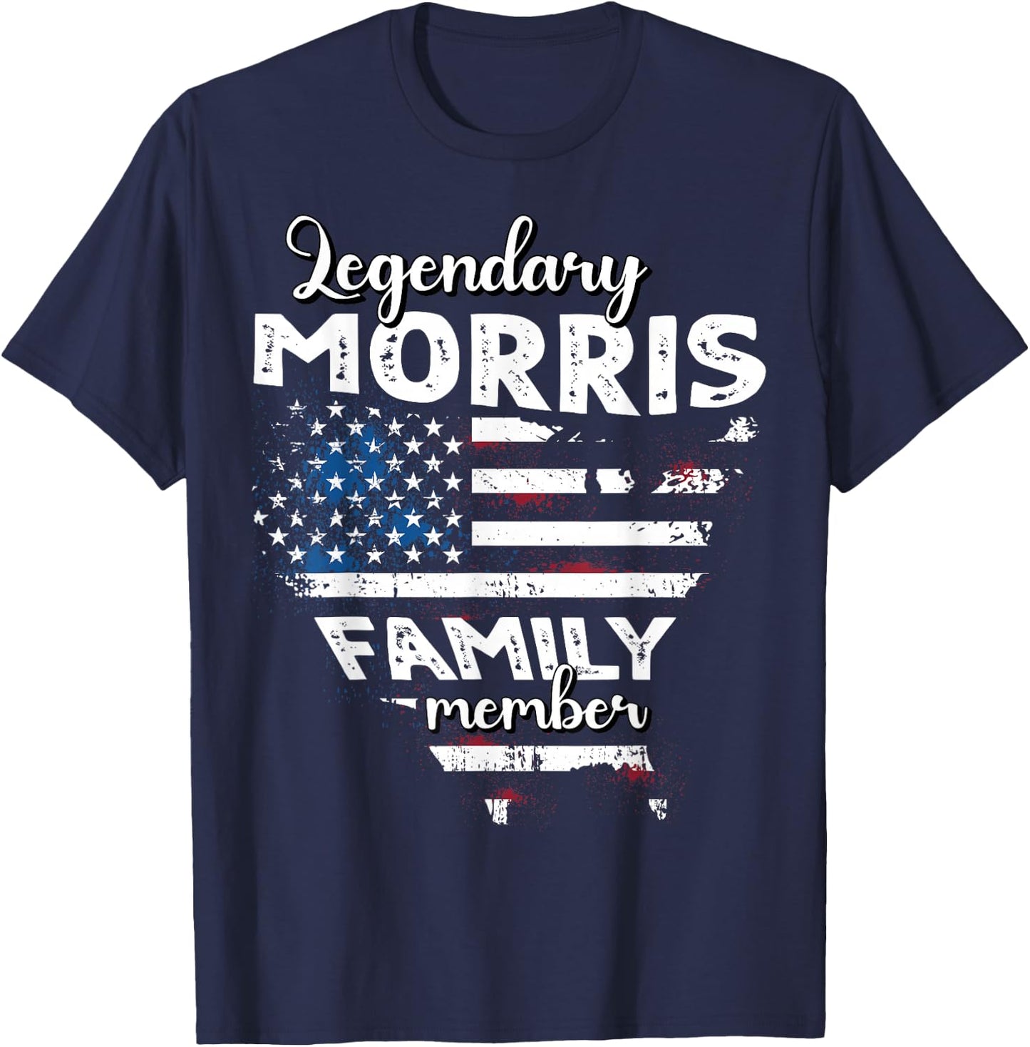 Surname Morris US Flag Morris Last Name Morris T-Shirt - T-Shirt | Navy