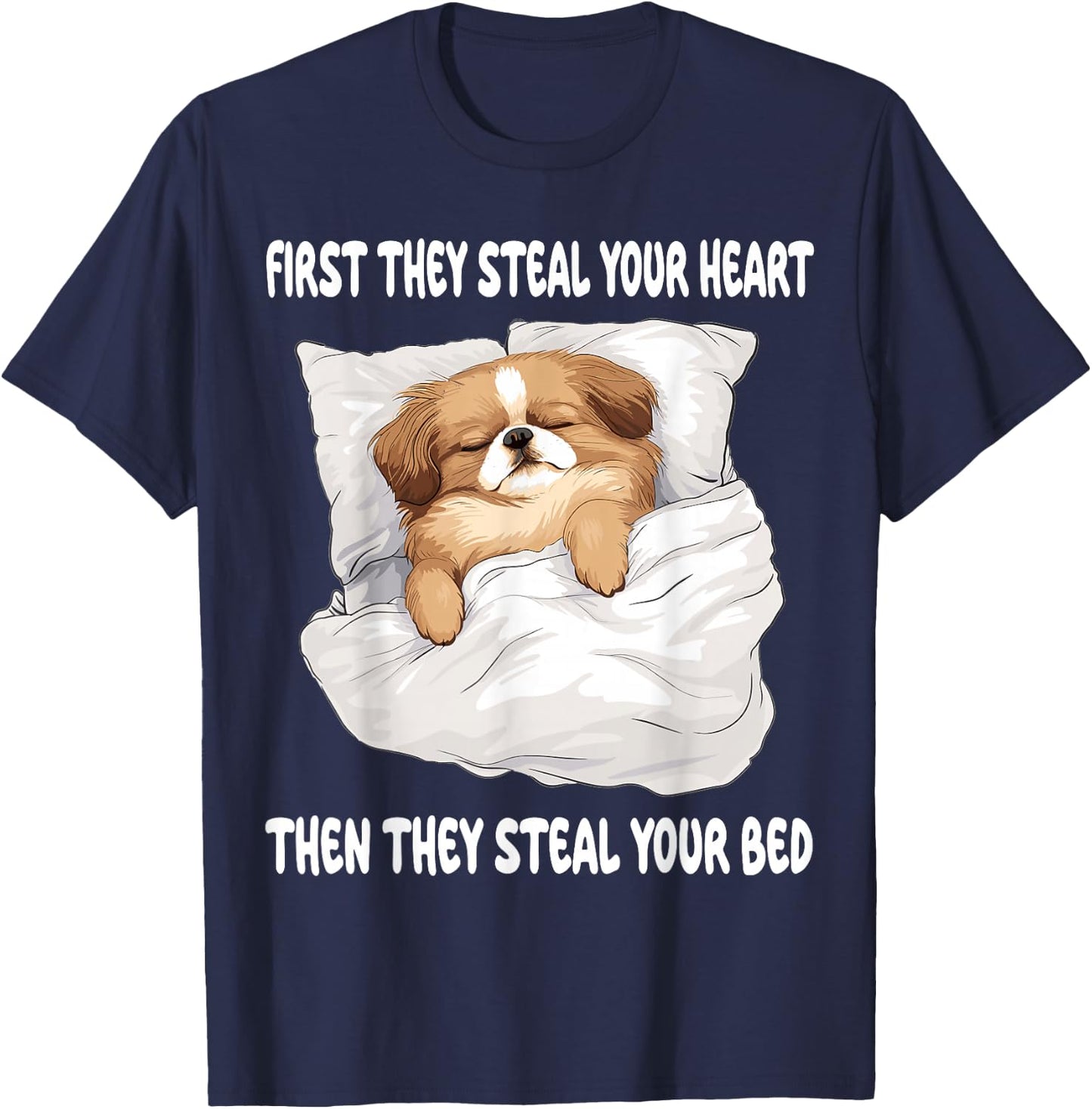 Pekingese Sleeping Pajamas Nightgown T-Shirt - T-Shirt | Navy