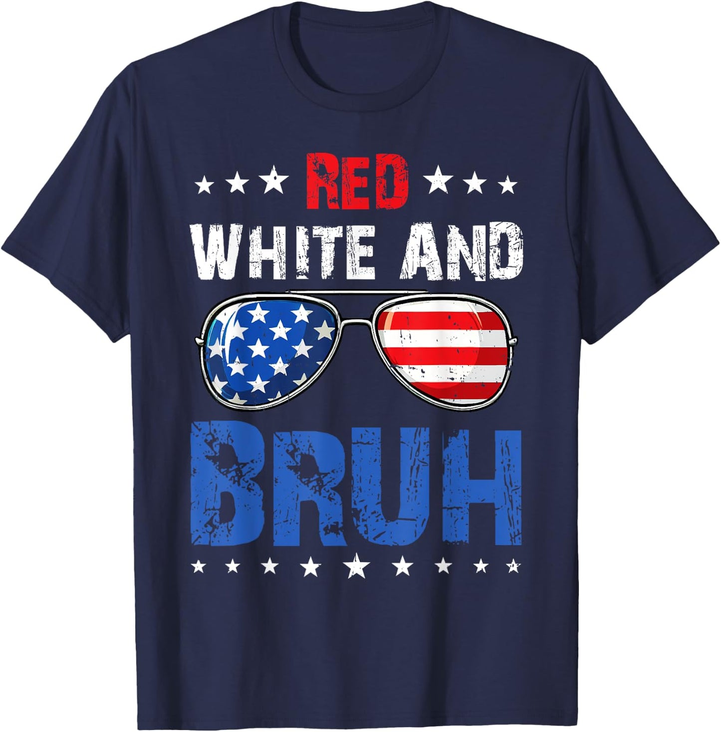 Red White And Bruh 4th Of July Boys Patriotic Teens Kids T-Shirt - T-Shirt | Navy