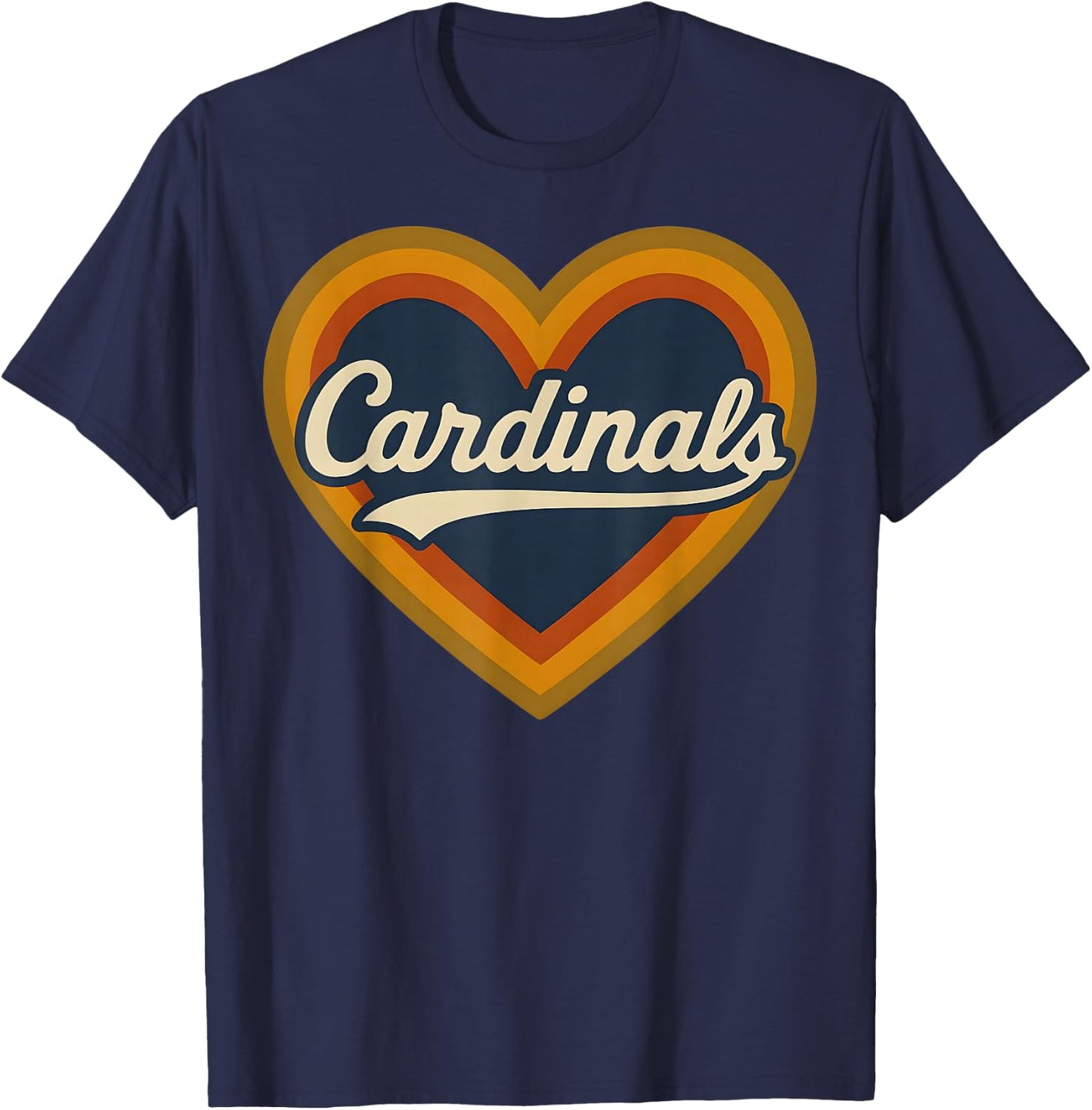 Retro Heart Cardinals Classic Vibe Graphic Gift Men Women T-Shirt - T-Shirt | Navy