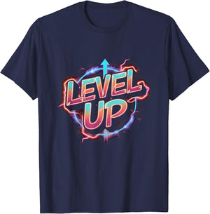 Retro Gaming Level Up Boys Girls Men Women T-Shirt - T-Shirt | Navy