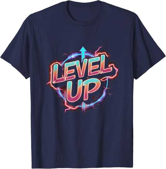 Retro Gaming Level Up Boys Girls Men Women T-Shirt - T-Shirt | Navy