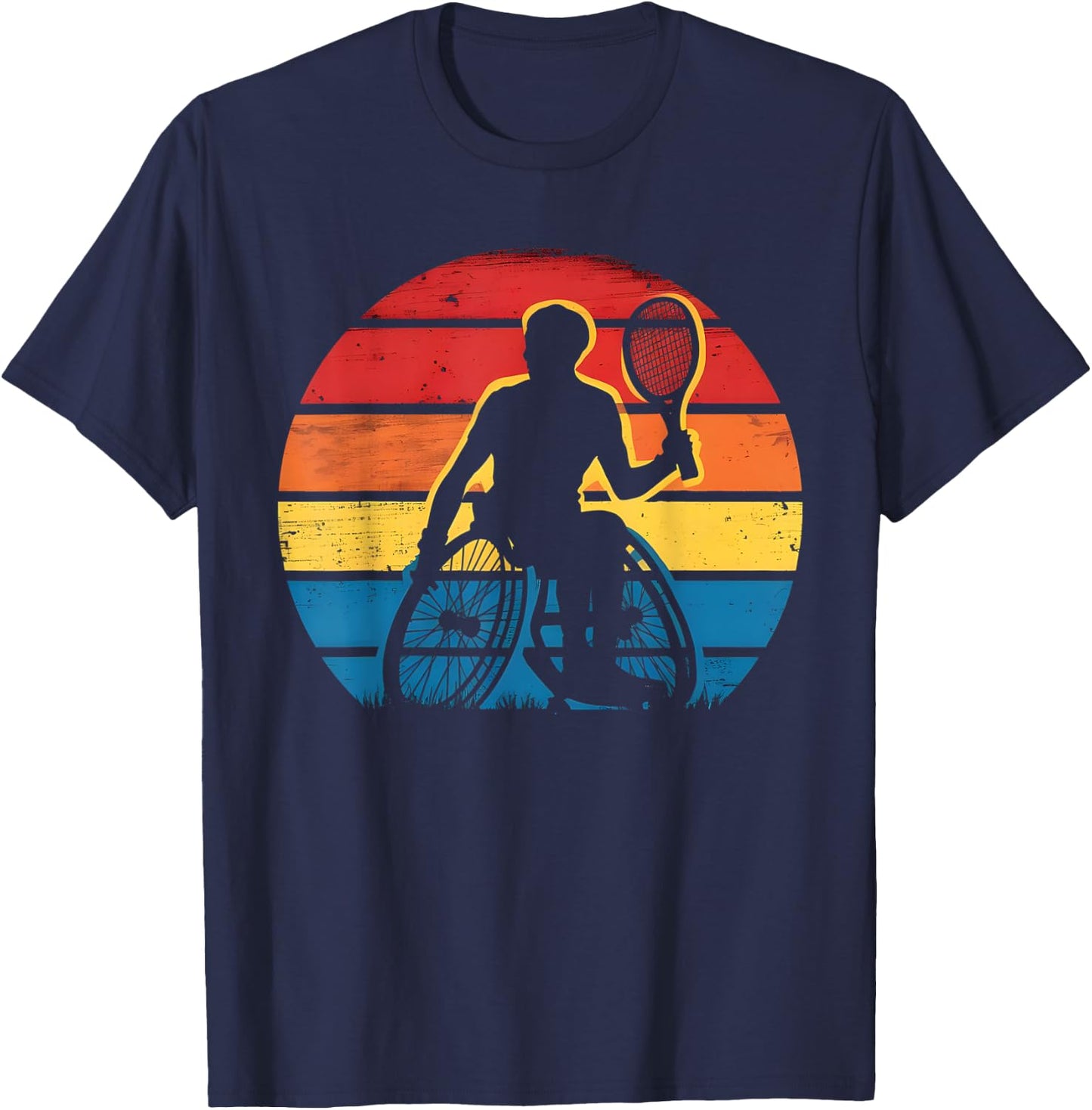 Retro Wheelchair Tennis T-Shirt - T-Shirt | Navy