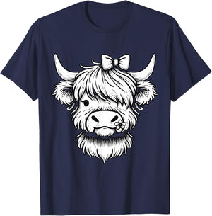 Highland Cow Farmer Farm Girl Highland Cattle T-Shirt - T-Shirt | Navy