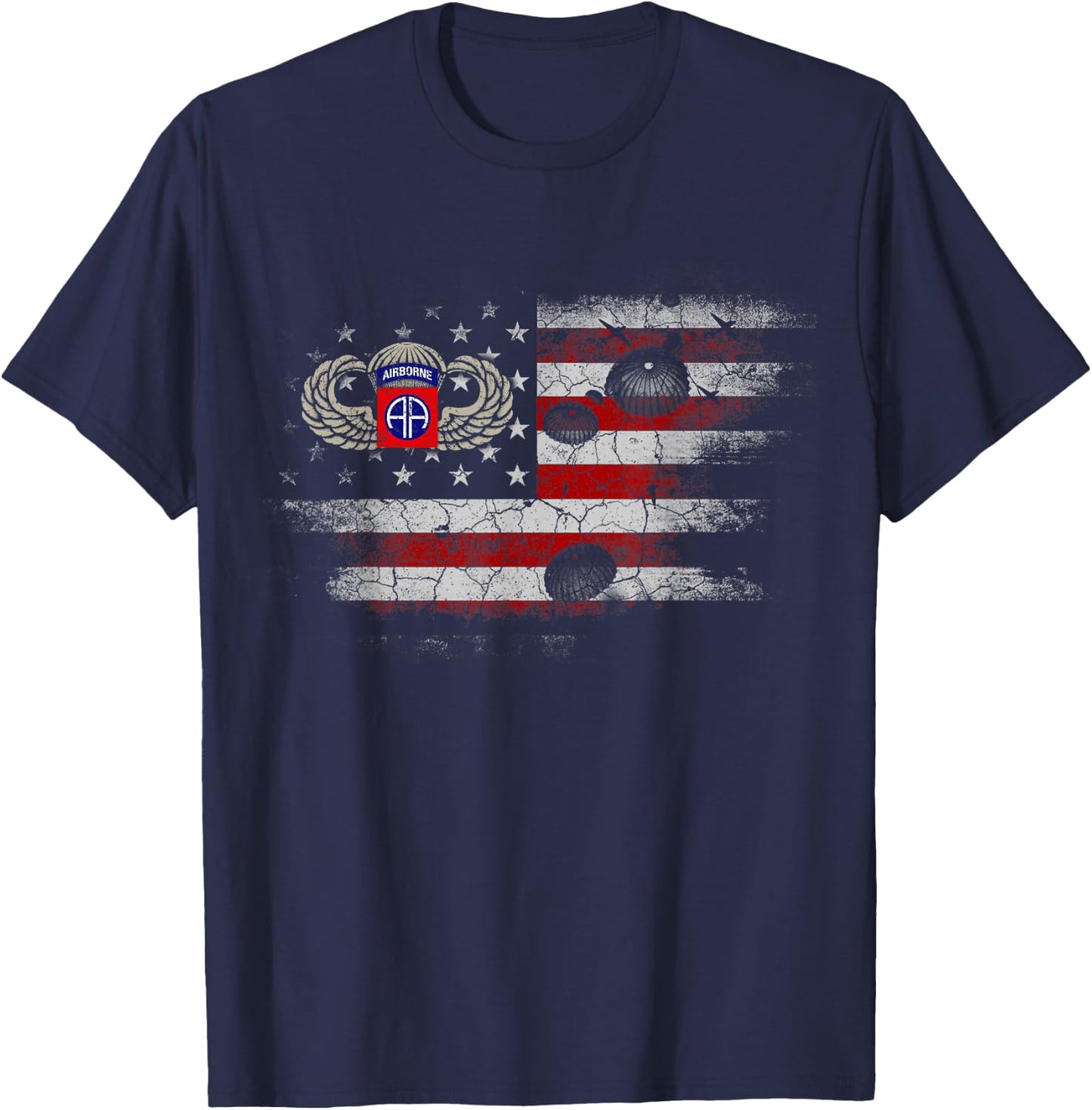 82nd Army Airborne Division Flag , Veterans Day Gift T-Shirt - T-Shirt | Navy