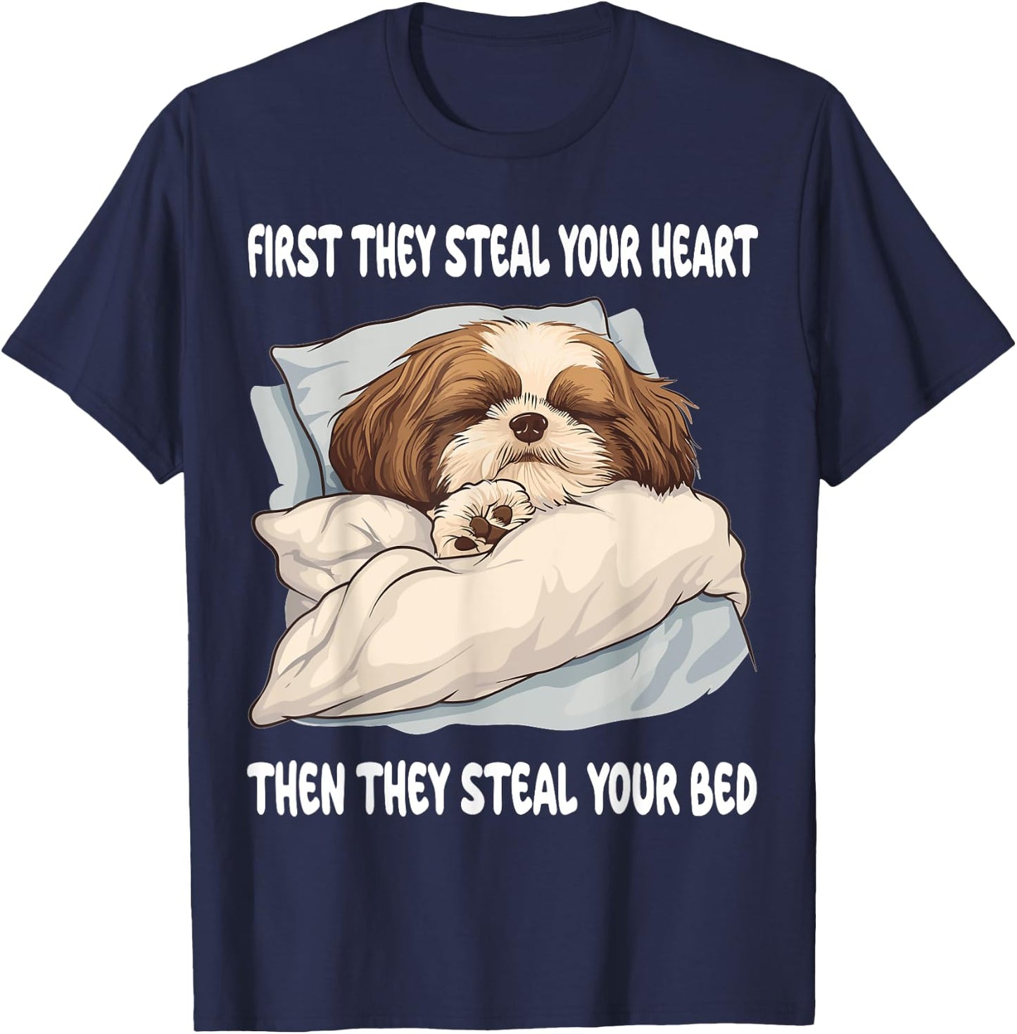 Shih Tzu Sleeping Pajamas Nightgown T-Shirt - T-Shirt | Navy