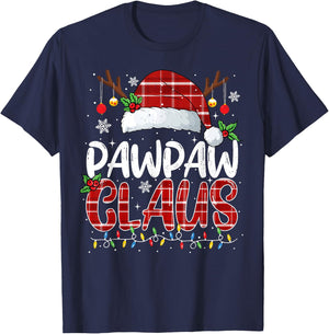 Pawpaw Claus Christmas Lights Pajama Family Matching T-Shirt - T-Shirt | Navy