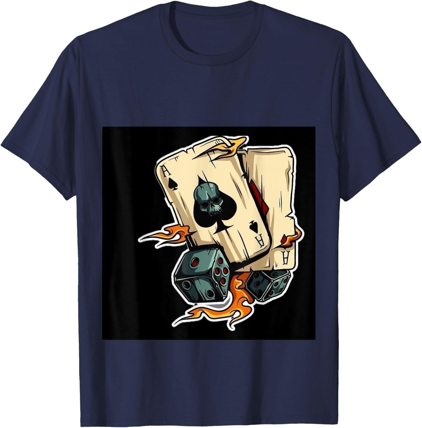 Funny and Bold Ace Playing Card Design Stylish Poker Night T-Shirt - T-Shirt | Navy
