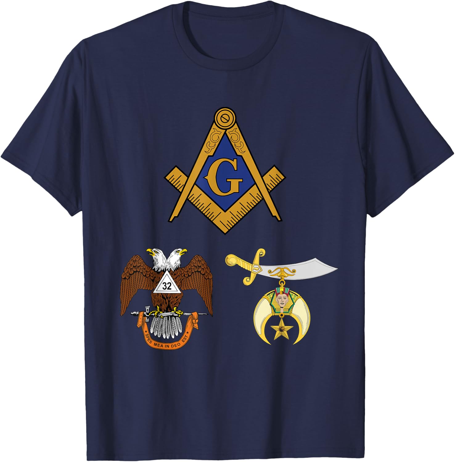 Master Mason 32nd Degree Shrine AASR Noble Masonic WD Blue T-Shirt - T-Shirt | Navy
